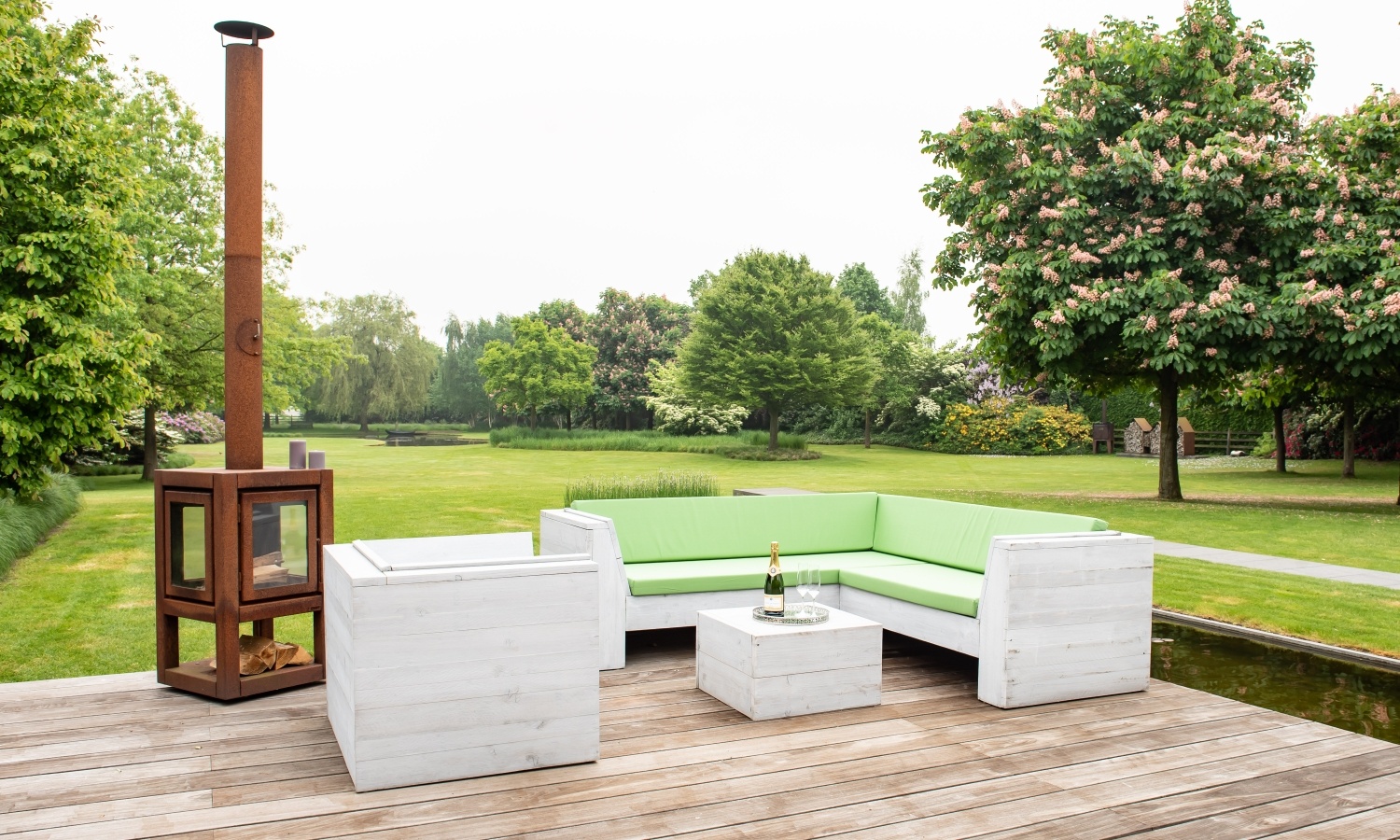 Witte loungeset van steigerhout